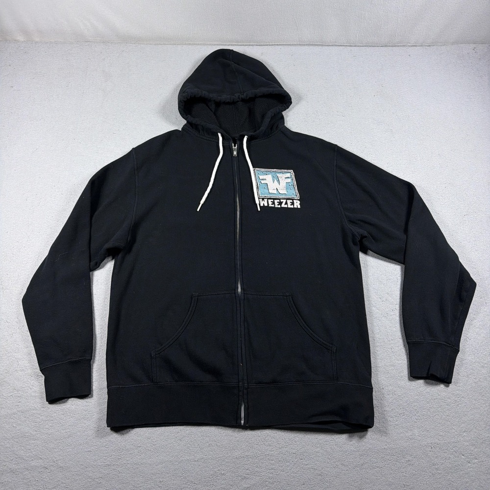 Independent Trading Company Weezer Hoodie Mens Large Black Full Zip Rock Band